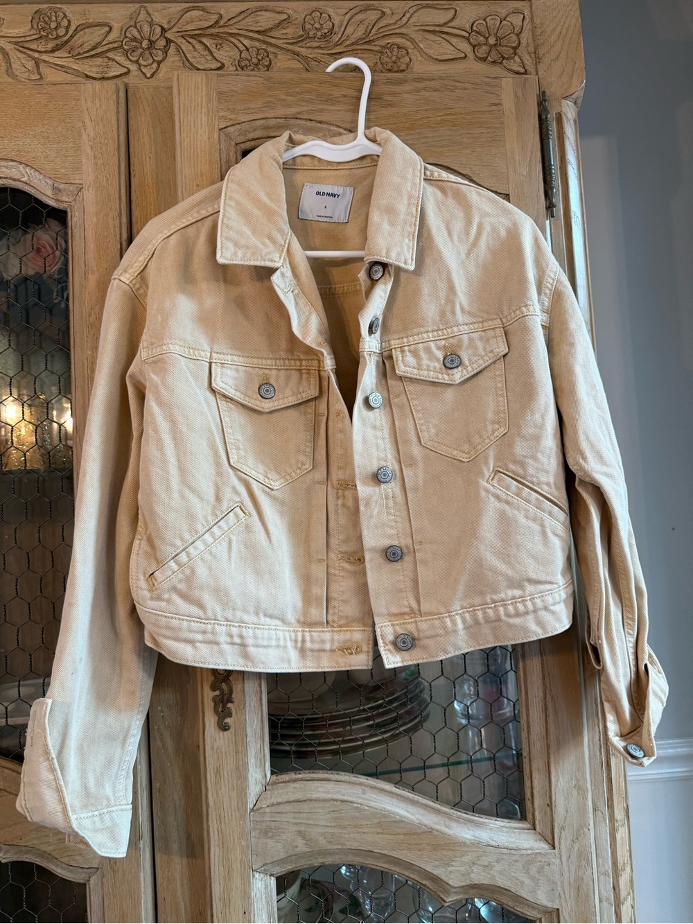 Old Navy Neutral Beige/Yellow Cropped Jacket - Women Jackets & Coats
